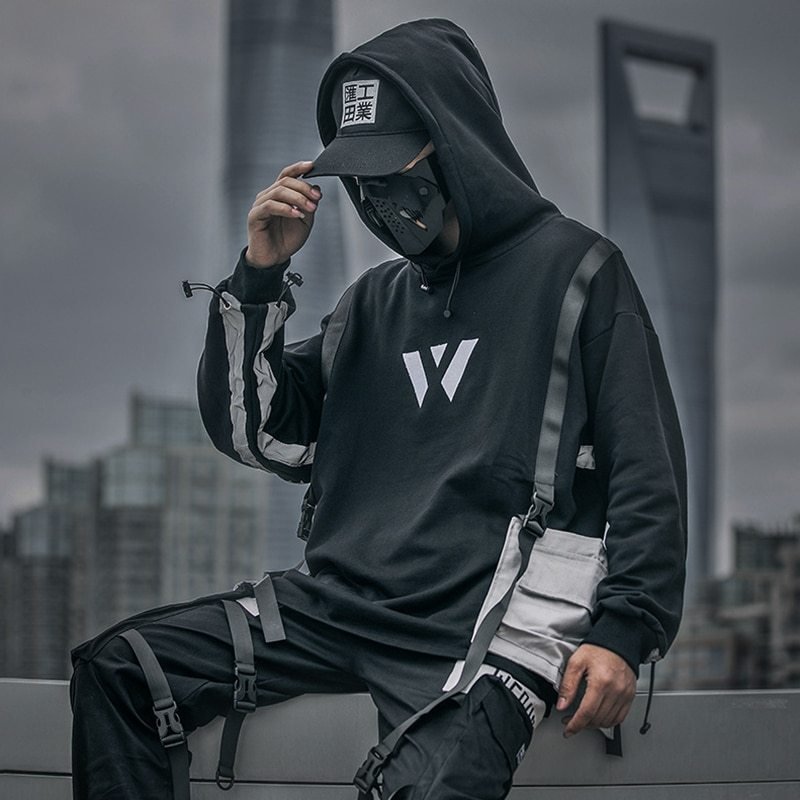 Reflective Embroidered Lux Techwear Hoodie Pullover