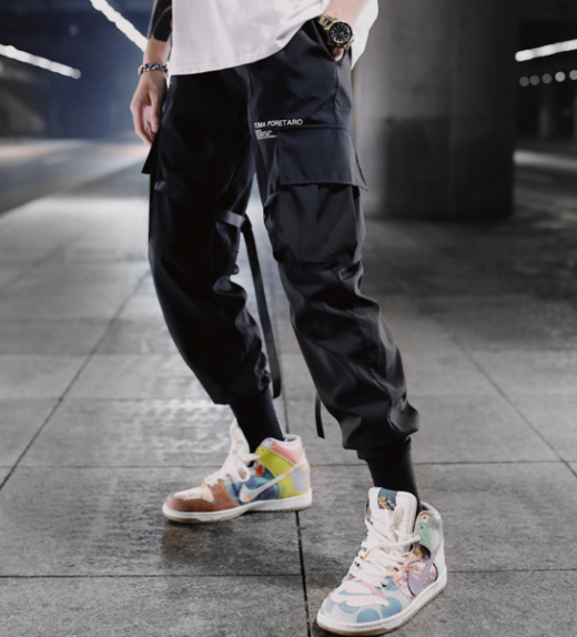 Cyberpunk streetwear joggers pant cool pose